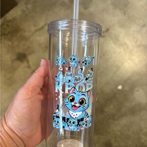 Cute Cat KPOP Tumbler with Straw 20 ounce plastic cup